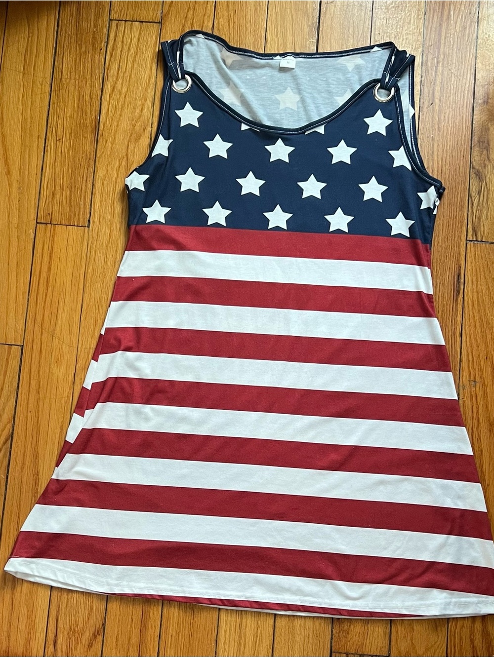 Womens’ Sleeveless Stars & Stripes Tank Dress - Red, White & Blue